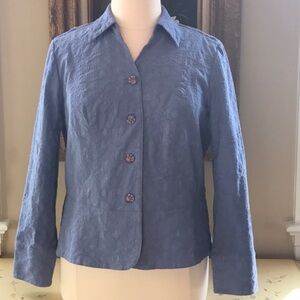 Coldwater Creek Periwinkle Cotton  Jacquard Jacket Size 16